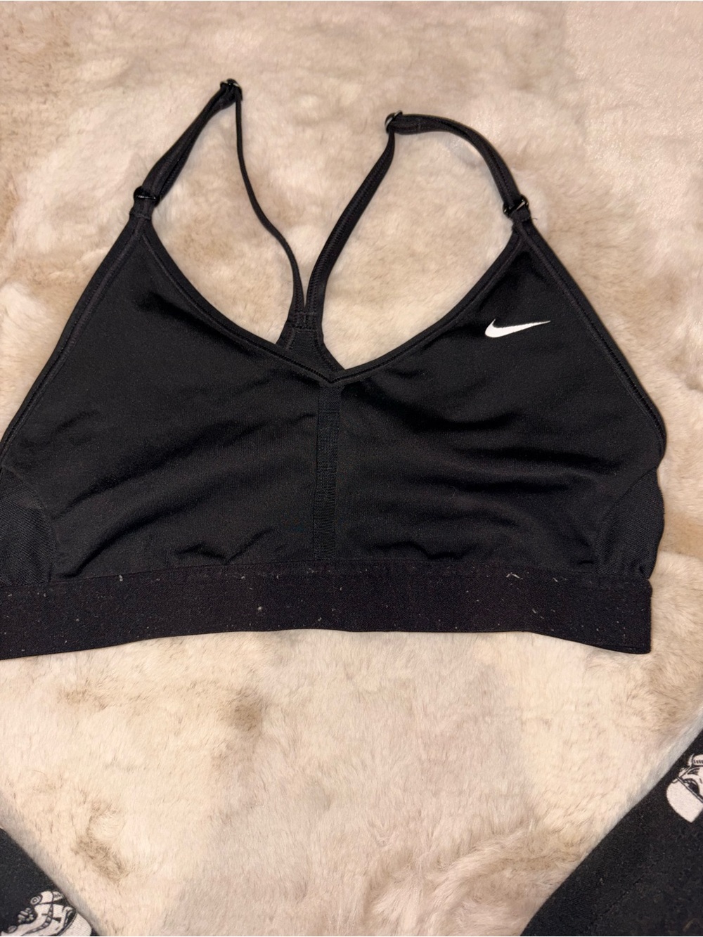 Nike Black Strappy-Back Sports Bra with White Swoosh